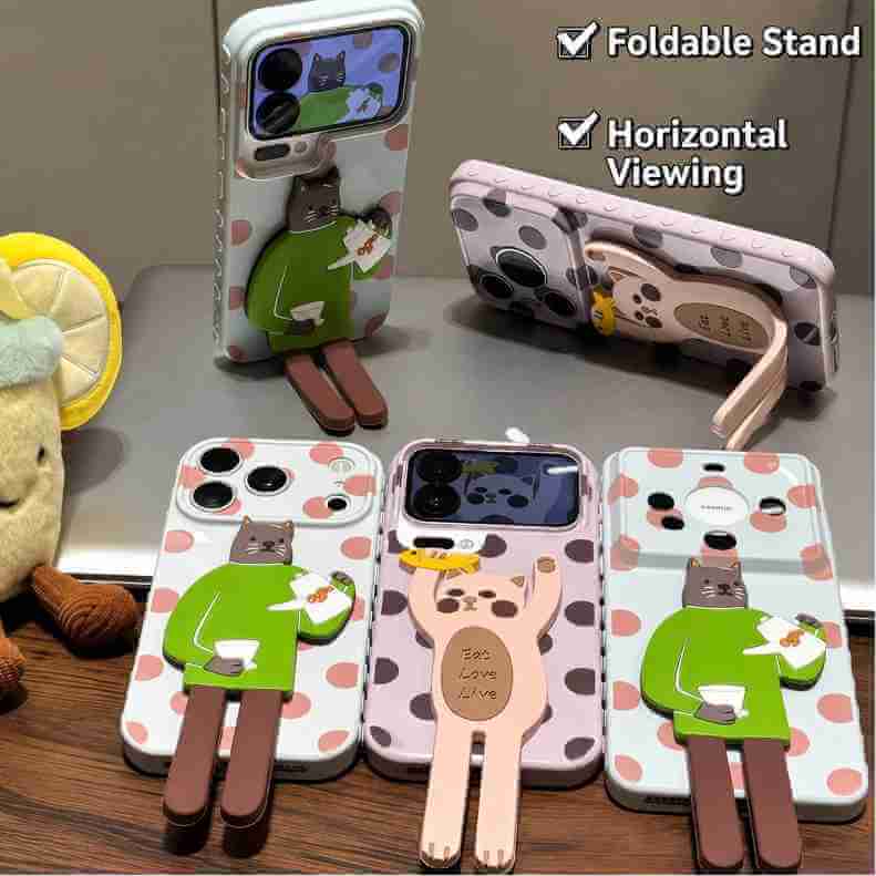 Cat Stand iPhone Case – Foldable Stand Design & Full Protection