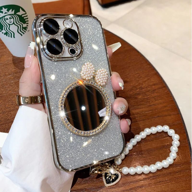 Bow Mirror Glitter iPhone Case – Glam Feminine Style & Full Protection