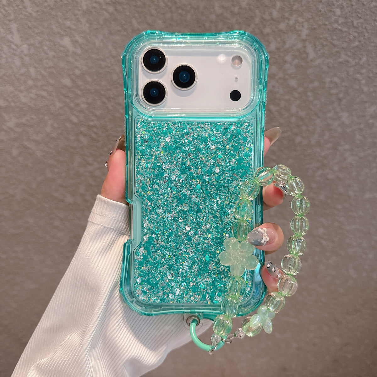 Bling Glitter iPhone Case with Crystal Wrist Strap – Shockproof Full Protection