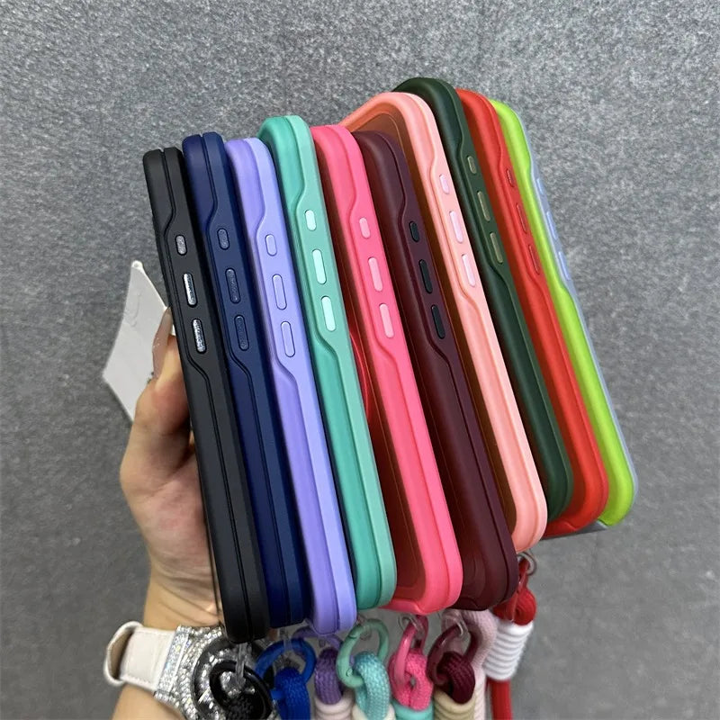 Colorful MagSafe iPhone Case with Hand Strap – Shockproof & Stylish