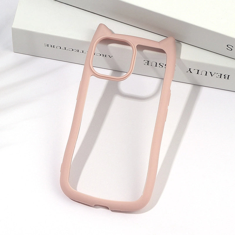 Cat Ear Clear Case for iPhone – Anti-Yellow, Shockproof Bumper, Cute Soft Silicone Protective Cover